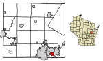 Outagamie County Wisconsin Incorporated and Unincorporated areas Combined Locks Highlighted